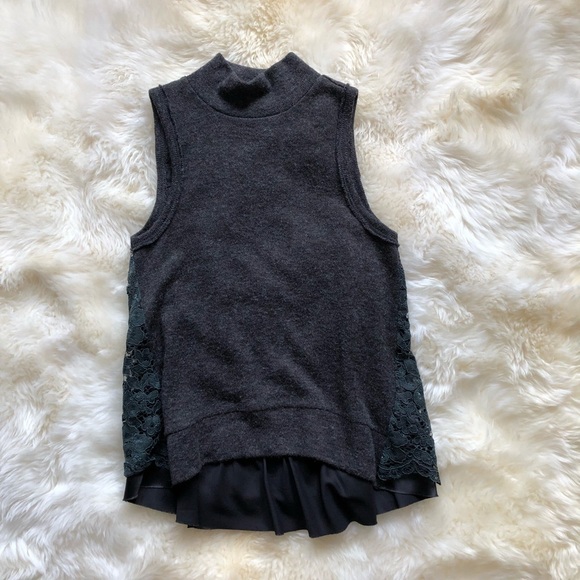 Anthropologie Moth Lace Back Sweater Mock Neck Top - Picture 2 of 7